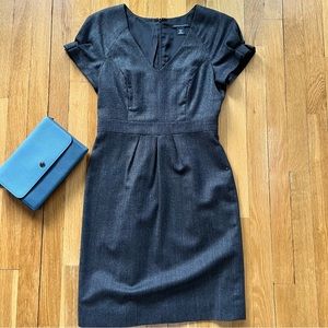 Grey Capped Sleeved Sheath Dress